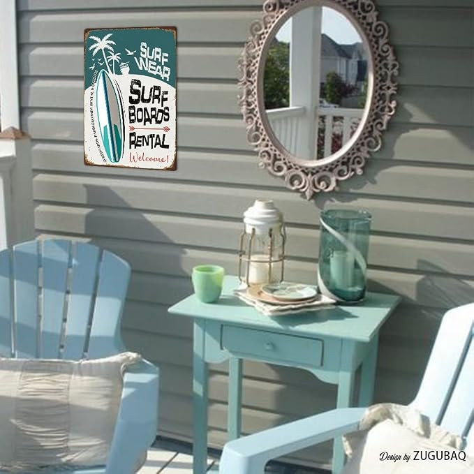 Vintage Tin Signs Wall Decor, Surf Boards Rental, Retro Metal Sign for Outdoor Indoor Home Beach Garden Tub Bar Farmhouse Cafe Gate Fence 8X12 Inch Decorations - Image 7