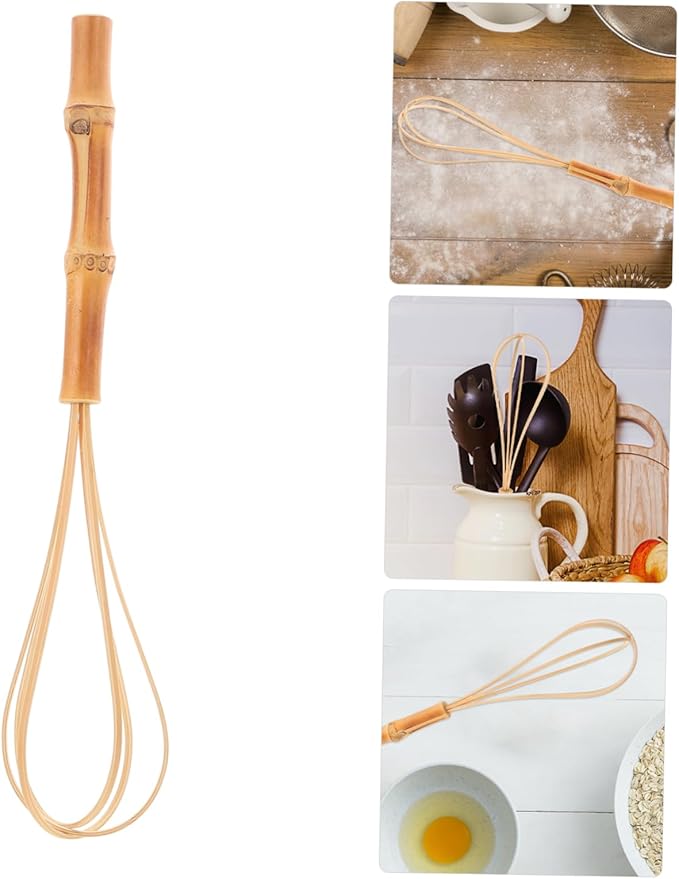 Bamboo Egg Beater Whisk Multi-functional Handheld Egg Beater for Kitchen Sturdy Structure Ergonomic Handle