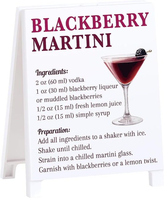 Blackberry Martini Recipe Rustic Bar Decor for Home Cafe Farmhouse Cocktail Sign for Kitchen Bar Cart Accessories Mixology Christmas Gift for Bartender Men Women Couple - 5.59 x 4.33 inch Acrylic Sign by Funnysignsandcozydecorgiftsforyourspacethatspeakyourmind
