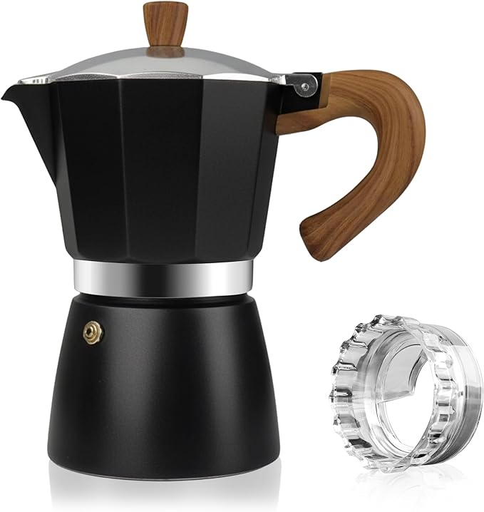 ShanSon Moka Pot Stovetop Espresso Maker 6 Cup 10 oz Italian Coffee Maker Manual Cuban Coffee Percolator Machine Italian Espresso Greca Coffee Maker for Cappuccino or Latte,Black