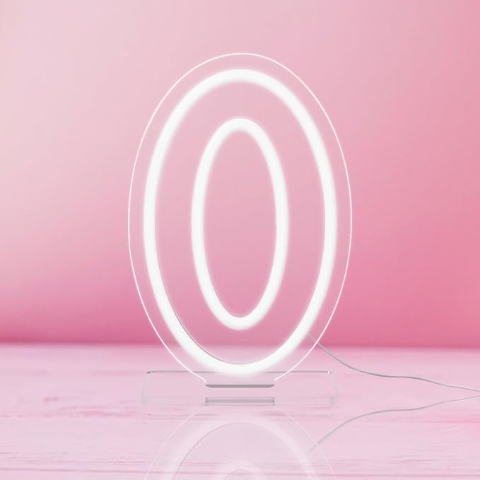 YALLOVE Neon Sign Number 0, 9.8 inches Height USB Powered Night Light-up Numbers for Birthdays Decor, Party Anniversary, Cafe Bar Decor (Small) by YALLOVEPARTYSUPPLIES