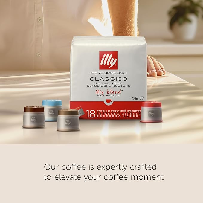 illy Coffee, Intenso iperEspresso Capsule, Dark Roast Espresso Pods, Compatible with illy iperEspresso Machines, 18 Count