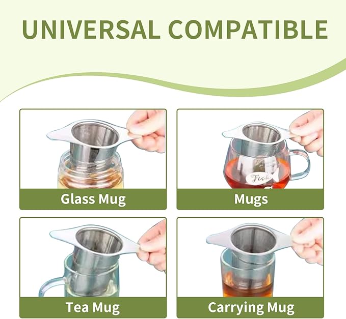 Stainless Steel Tea Infuser, Large Capacity Tea Steeper Basket Filter for Mugs, Teapots, Cups