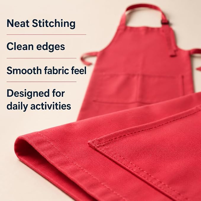 Chef Apron,Cotton Polyester Kitchen Apron with 2Pockets,Adjustable Stain Resistant for Cooking BBQ(1Pcs) - Image 9