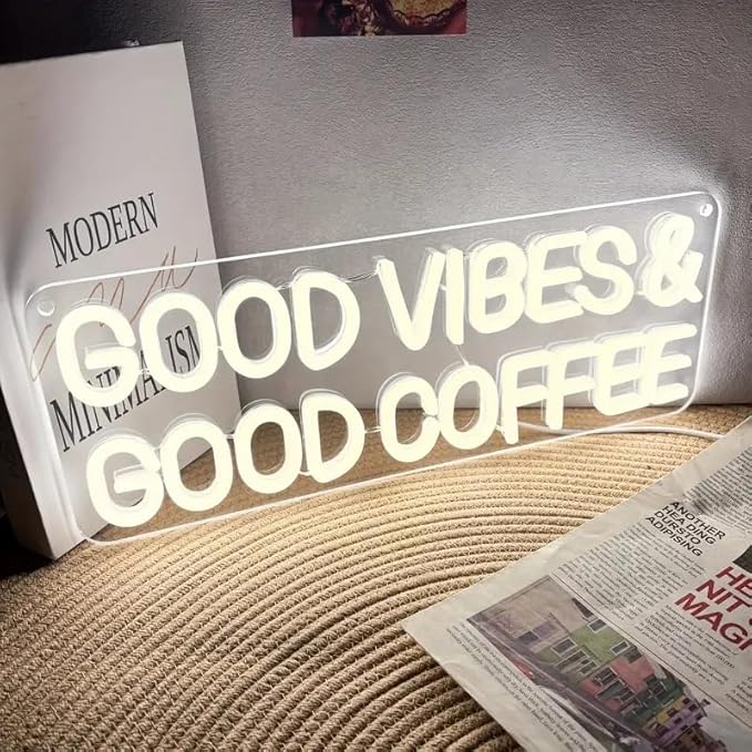 Good Vibes & Good Coffee LED Neon Sign Coffee Bar Shop Cafe Drink Neon Light Restaurant Decoration Home Wall Decor Welcome Open Sign