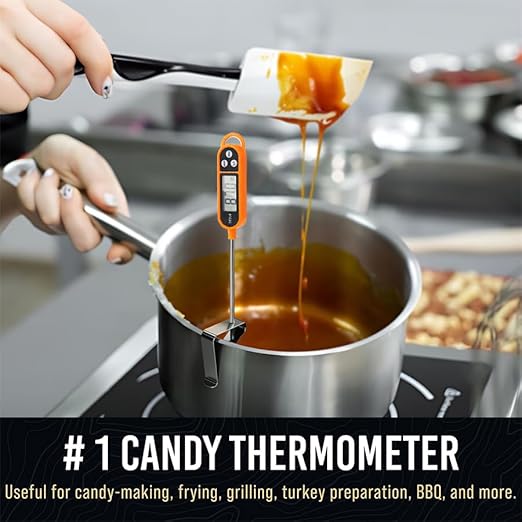 1/3pcs Candy Thermometer Digital Instant Read for Meat Kitchen Cooking Food Oil Deep Fry BBQ Grill Smoker (1, 14.4in)