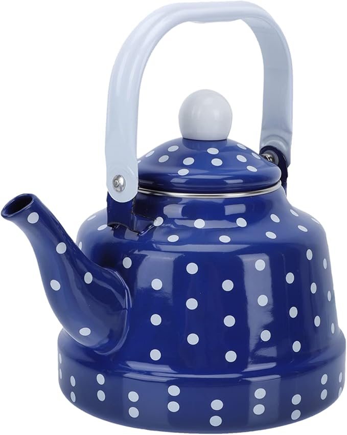 Cabilock 1.7Quart Vintage Enamel Tea Kettle,Enamel stovetop Kettle with Porcelain Handle,Home Kitchen Decor Colorful on Steel Teapot for Hot Water