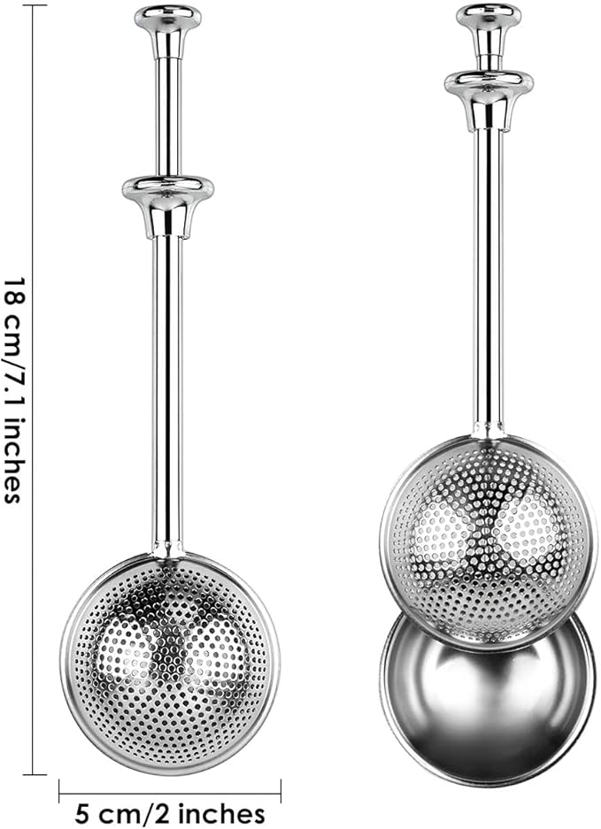 Flour Sifter 304 Stainless Steel Flour Duster Tea Strainer set of 2 Spring-operated Handle Strainer for Baking, Sifting Sugar, Flour, Spices, and Herbs