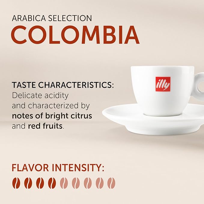 illy Coffee iperEspresso Capsules - Single-Serve Coffee Capsules & Pods - Single Origin Coffee Pods – Colombia Medium Roast with Notes of Fruit - For iperEspresso Capsule Machines – 18 Count