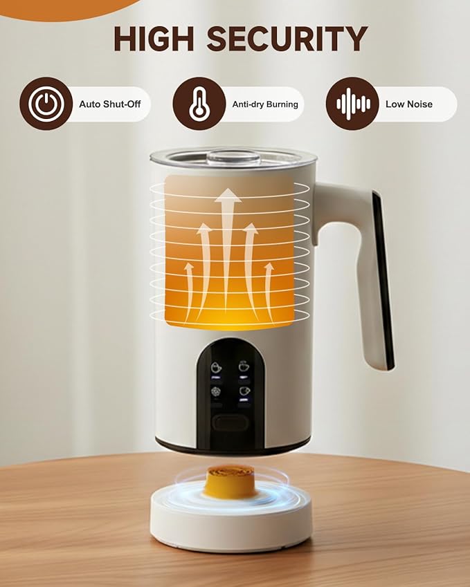Electric Milk Frother, 4-in-1 Automatic Milk Steamer & Foamer 11.8oz/350ml, Automatic Hot and Cold Foam Maker and Milk Warmer for Latte, Cappuccino, Matcha, Hot Chocolate (White)