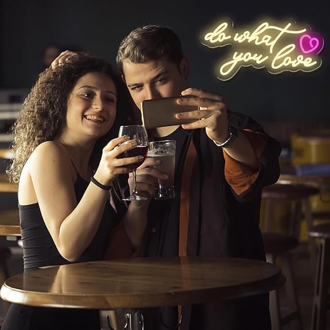Do What You Love Neon Sign for Wall Decor, Warm White Letters Neon Light Dimmable USB Powered LED Sign for Bedroom Home Bar Wall Decor Anniversary Valentine's Celebrations Wedding Party