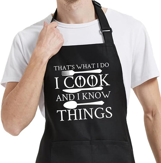 Chef Aprons for Men Women with Pockets, Kitchen Apron for Cooking Grilling Gifts for Dad Mom Birthday Christmas by Unknown
