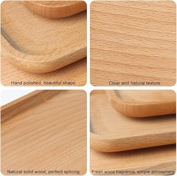 6 Pack 8 x 5 Inches Serving Platter Tray, Tray Cheese Plate Rectangular Platter for Fruit, Appetizer, Bread,Rectangular Avoid Sliding and Spilling Food (Wood Trays x 6Pack)
