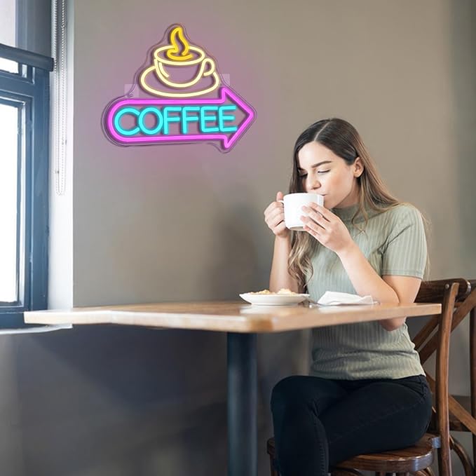 Coffee Neon Sign for Wall Decor Dimmable Coffee Bar Led Light Signs Coffee Business Neon Signs for Cafe Neon Light for Man Cave Coffee Shop Kitchen Club Party Restaurant Home Bar Gifts