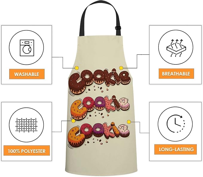 Cake Cookie Set Apron Adjustable Neck Bib Apron for Men Women,Suitable for Kitchen Cooking Waitress Chef Apron - Image 4