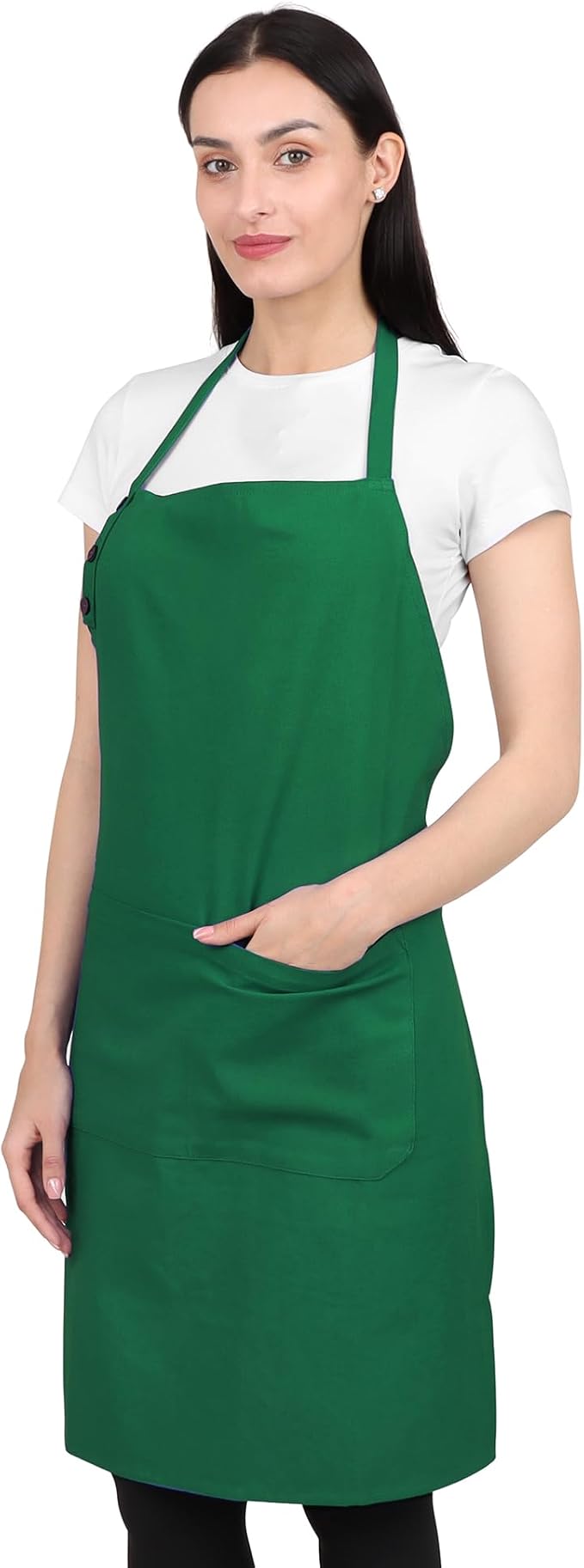 Kitchen Apron Cotton Waterdrop Resistant with adjustable Aprons for Women with Pockets 9 Color option Cooking (Green) by naturalcraft