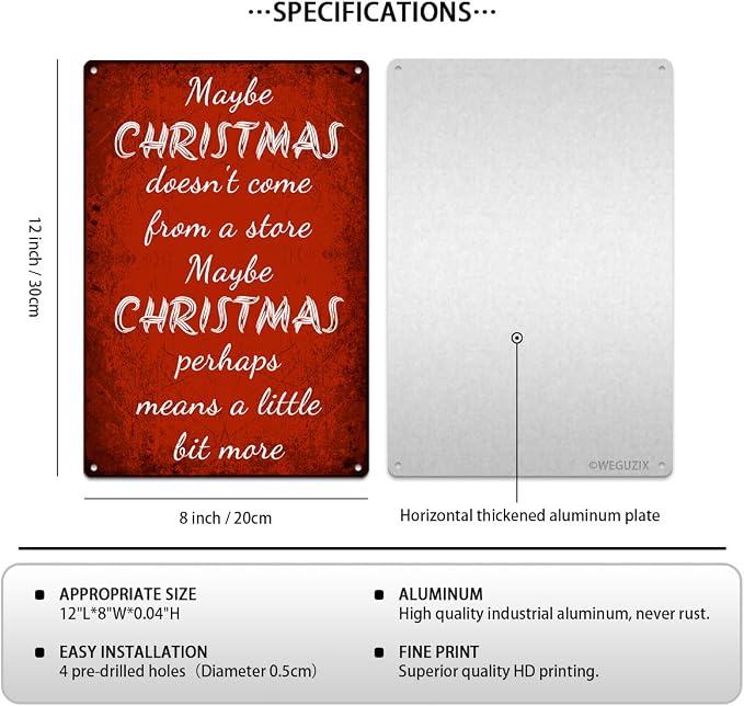 Christmas Signs Home Decor Vintage Art Poster Metal Hanging Plaque Kitchen Cafe Bar Farmhouse Porch Yard Outdoor Indoor Decorations Funny Xmas Gift 8X12 Inch (Christmas Quote Sign) - Image 2