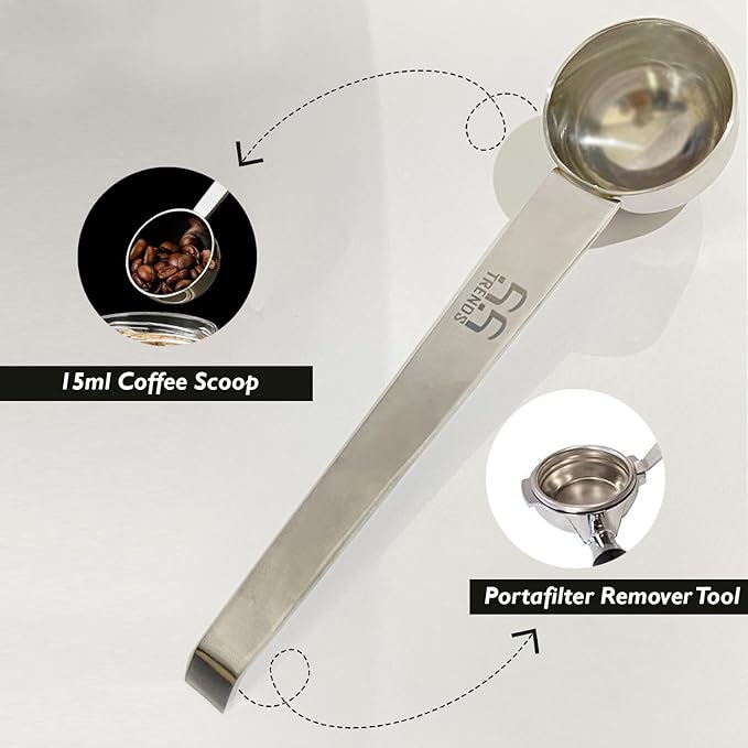 Portafilter Basket Removal Tool Stainless Steel Coffee Portafilter Basket Remover Espresso Cleaning Accessories (Portafilter Basket Remover Tool With Scoop)