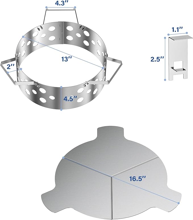 Skyflame Heat Controller for 22" Charcoal Kettle Grills, Stainless Steel BBQ Smoking Gilling Kit with 4PCS Support Clips, Turns Your Charcoal Grill Into a Smoker