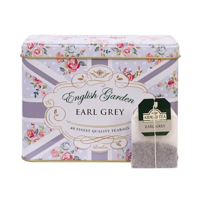 Ahmad Tea English Garden Caddy Earl Grey, 40 Tagged Teabags (Pack of 1)