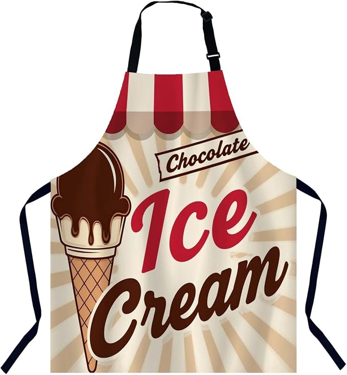 Retro ice cream poster Chefs Apron, Cooking and Baking Apron for Men and Women, Kitchen Apron, Butchers Apron, BBQ & Catering Bibs by Unknown
