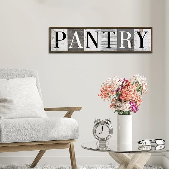 Farmhouse Pantry Signs, Rustic Hanging Wood Sign, Kitchen Wall Art, Pantry Room Decor for Table Shelf, Vintage Home Decor Accent, Housewarming Gifts, Decorative Wooden Plaques 17.8x4x1.2 inches - Image 6