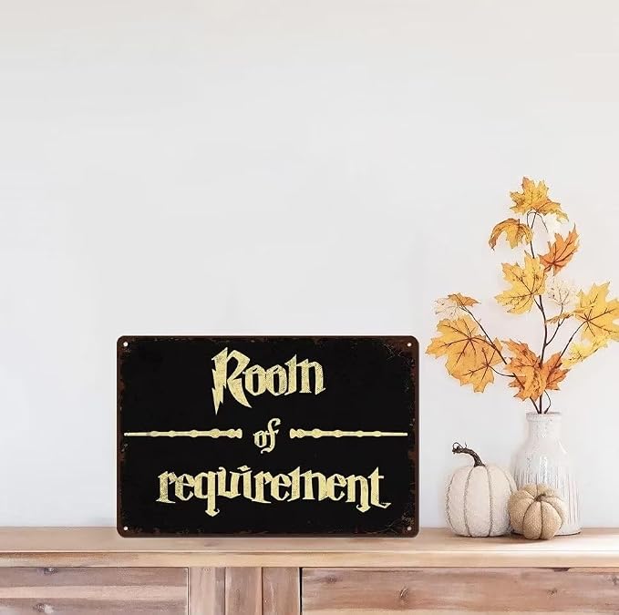 bivrten Room of Requirement Home Signs Gothic Decor for Bedroom Vintage Halloween Decorations Indoor Witchy Room Decor Funny Wizardry Theme Bathroom Decor Wall Art Sign 12x8 Inch - Image 3