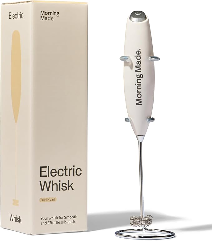 Electric Matcha Whisk - Matcha Frother Alternative to Traditional Bamboo Whisk - Battery Operated Milk Frother Wand with Protective Stand - Achieve Creamy Froth, Dual Blade, Easy to Clean