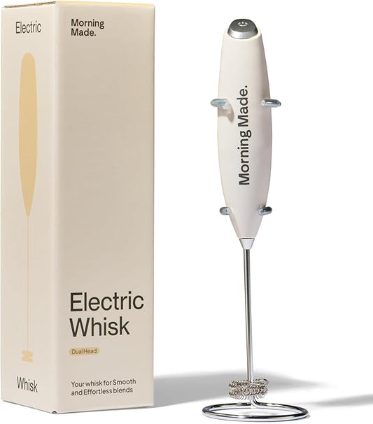 Electric Matcha Whisk - Matcha Frother Alternative to Traditional Bamboo Whisk - Battery Operated Milk Frother Wand with Protective Stand - Achieve Creamy Froth, Dual Blade, Easy to Clean