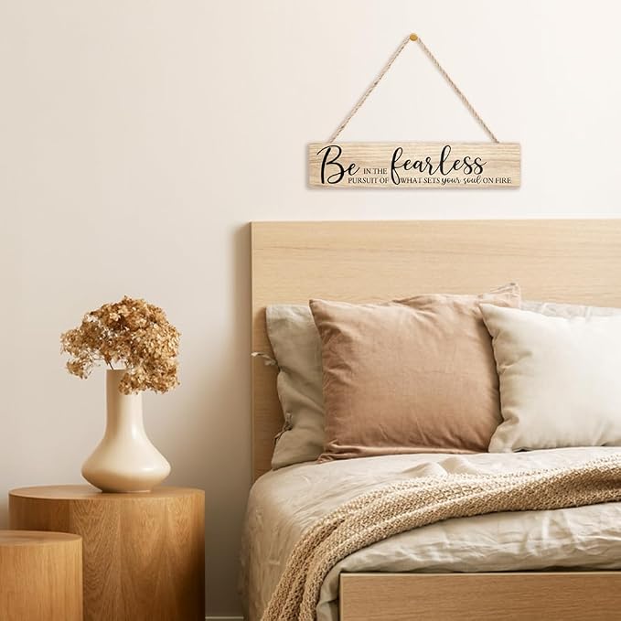 AGMDESIGN Be Fearless In The Pursuit Of What Sets Your Soul On Fire Wood Sign, Motivational Wall Art Decor for Shelf, Farmhouse Bedroom Kitchen Office Wooden Plaque, Great Gifts for Artists Dreamers - Image 5