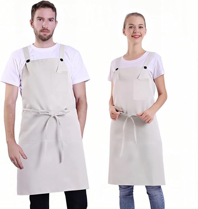 BIGHAS H Back Style Apron with Pocket for Women, Men Adjustable Large Size Comfortable, Kitchen, Home, Cooking 12 Colors by BIGHAS