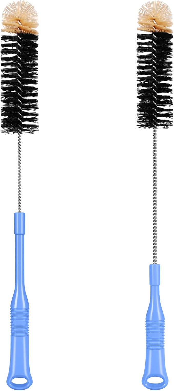 MOSOLAN Bottle Cleaning Brush, 17 Inches Extra Long Handle Water Bottle Brush, Flexible Bendable Cleaner for Washing Narrow Neck Bottles, Wine Decanter, Kombucha, Pipes, Beer Brewing Supplies, 2 Pack by mosolan