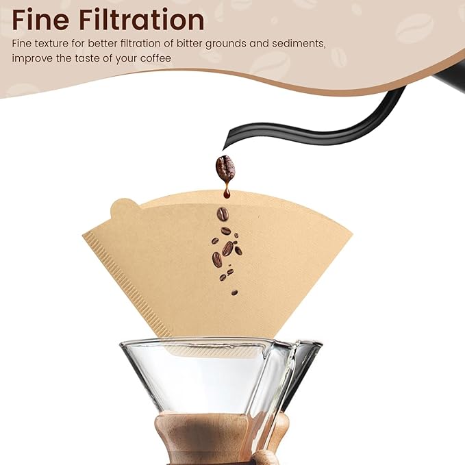 200 Count Cone Coffee Filters #2, Clinuse Unbleached Size 02 Coffee Filter 2-6 Cup, Disposable Natural Paper Filters, 02 Cone Filters for Pour Over and Drip Coffee Maker