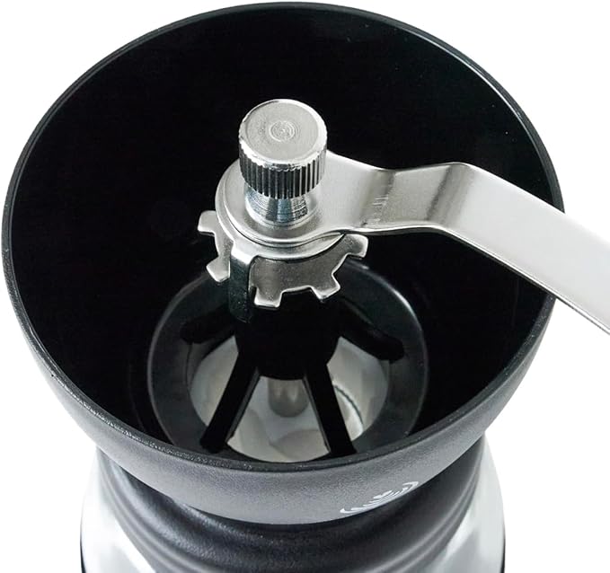 Manual Coffee Grinder with Ceramic Burr and Glass Container for Espresso Beans