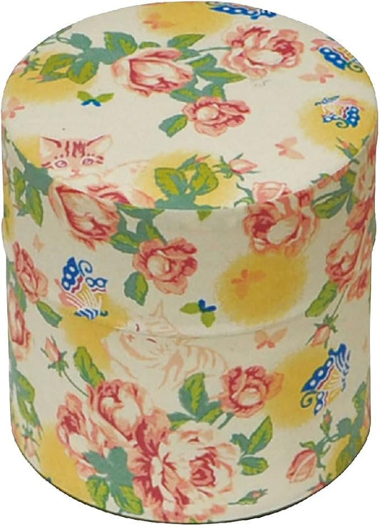 Japanese Pokkan Matcha Coffee Spice Tea Tin Canister Washi Paper Storage with Lid 7.05 oz Capacity (Neko,S)