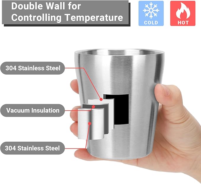Insulated Stainless Cup, 10 oz Insulated Tumbler, 8 Pack Double Wall Unbreakable Stackable Water Tumblers Metal Cup Premium Drinking Glasses for Travel Camping Home Outdoor