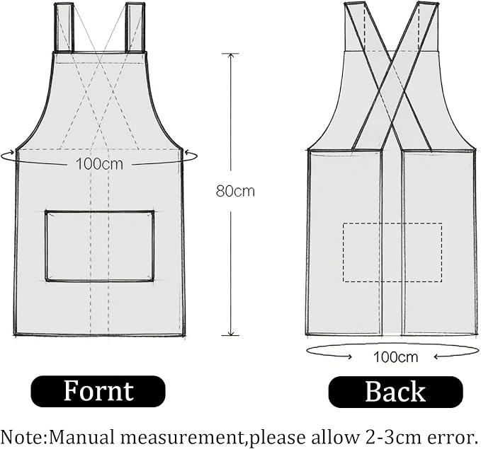 Japanese Style Apron, X Cross Back Strap Aprons, Linen and Cotton Blend Apron, No Tie Design with 2 Practical Front Pockets, Perfect for Women Men Baking Painting Gardening Cleaning (Beige) - Image 4