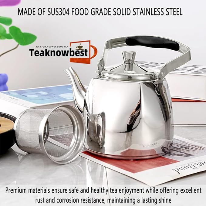 Stainless Steel Tea Pots with Infuser, Loose Leaf Tea Pot 50oz, Tea Pot for Stove, Dishwasher Safe (1500ml)