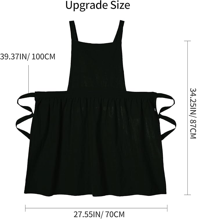 Pinknoke Cute Cotton Pinafore Aprons for Women with Pockets for Kitchen | Vintage Apron Dress,Adjustable Cross Back,2 Pockets,Long Straps,for Cooking Backing Gardening Painting Cleaning Gift Giving - Image 5