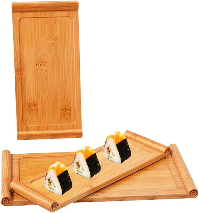 Arlai Serving Trays (10.63 x 5.12x0.39 inch/LxWxH) Tasteful Small Bamboo Gongfu Tea Table Serving Tray 27x13x1cm