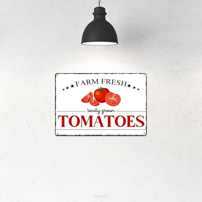 Vintage Tomatoes Metal Signs Wall Decor Funny Vegetables Art Poster Decorative for Home Farmhouse Kitchen Garden Cafe Bar Farm Porch Fence Yard 12X8 Inch Aluminium Hanging Plaque - Image 4