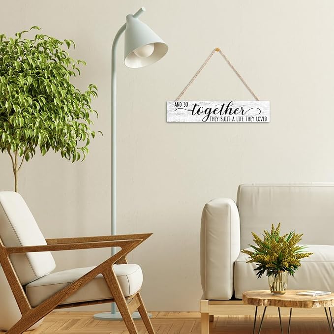AGMDESIGN And So Together They Built A Life They Loved Wood Sign, Above Bed Wall Decor for Shelf Door, Wooden Plaque for Farmhouse Bedroom Kitchen Entryway, Heartwarming Gifts for Married Couples - Image 6