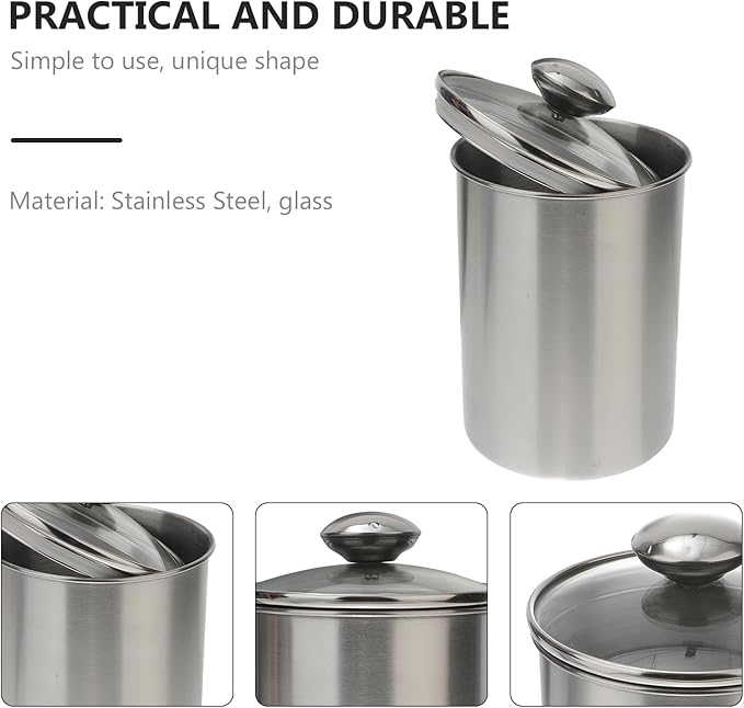 Cabilock 1750Ml stainless steel airtight food storage jar with clear lid for coffee beans, tea, sugar, flour, nuts, and snacks - kitchen counter canister