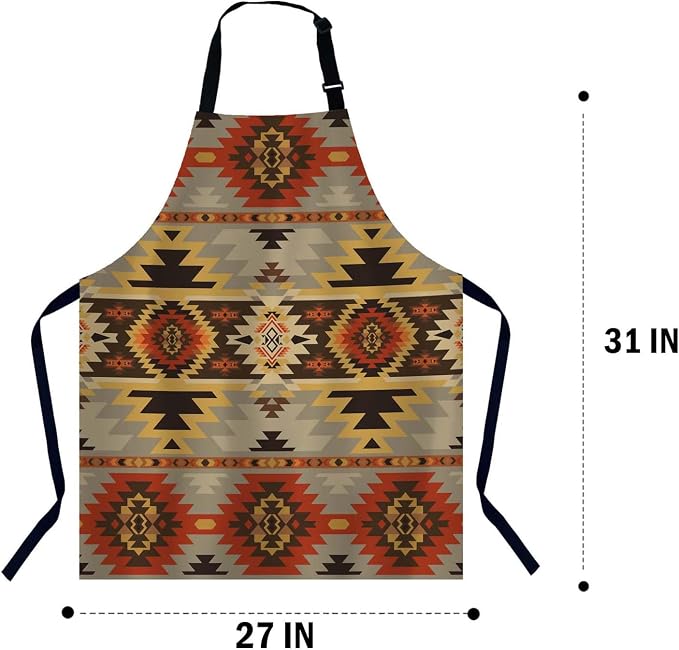 Aztec American Southwest Print Apron Adjustable Neck Bib Apron for Men Women,Suitable for Kitchen Cooking Waitress Chef Apron - Image 2