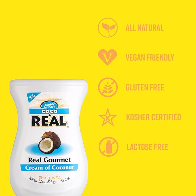 Coco Reàl, Cream of Coconut, 16.9 FL OZ Squeezable Bottle, Individually Boxed (Pack of 2)