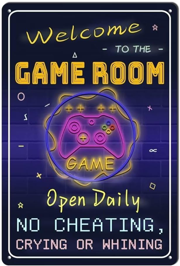 Gaming Room Metal Sign Gamer Gifts For Kids Room Decor Gamer Wall Decor For Boys Room Funny Gamer Accessories Wall Art 12 * 8 inches by bivrten