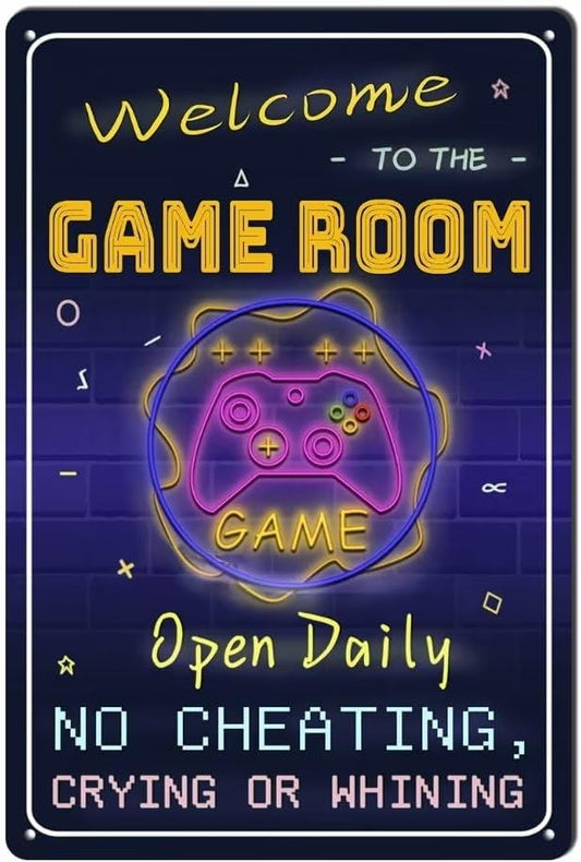 Gaming Room Metal Sign Gamer Gifts For Kids Room Decor Gamer Wall Decor For Boys Room Funny Gamer Accessories Wall Art 12 * 8 inches by bivrten