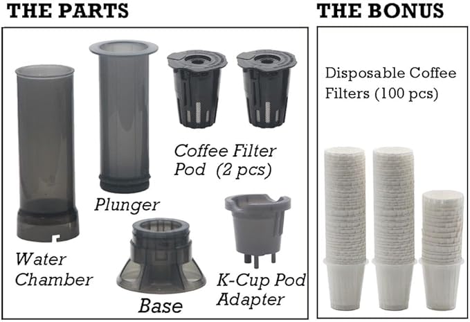 Portable Travel Coffee Maker Press, Camping Coffee Press, Travel K Cup Coffee Maker - Instantly Makes Delicious Coffee, Compatible with K Cups and Ground Coffee, 4~12 OZ One Shot