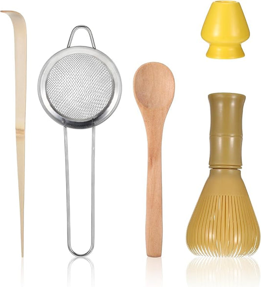 5PCS Resin Matcha Whisk Set, Easy-To-Clean Bamboo Macha Tools for Perfect Stirring, Suitable for Making Ceremonial-Grade Matcha, Tea Accessories for Tea Lovers for Christmas, Birthdays