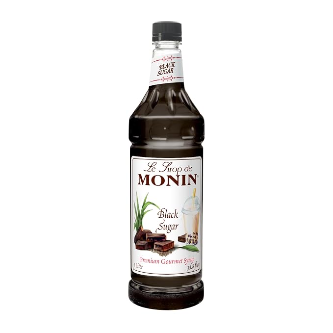 Monin - Black Sugar Syrup, Versatile Flavor, Natural Flavors, Great for Coffees, Cocktails, Shakes, and Kids Drinks, Non-GMO, Gluten-Free (1 Liter) by Monin